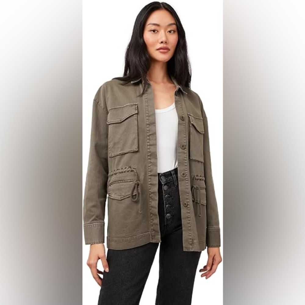 NWT Rails Evan Moss Green Utility Military Style Cotton Blend Jacket Size Small